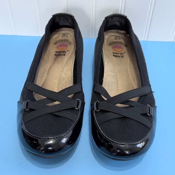 Earth Spirit Patent Leather & Fabric Slip On Shoe Black 8.5 - Picture 2 of 14